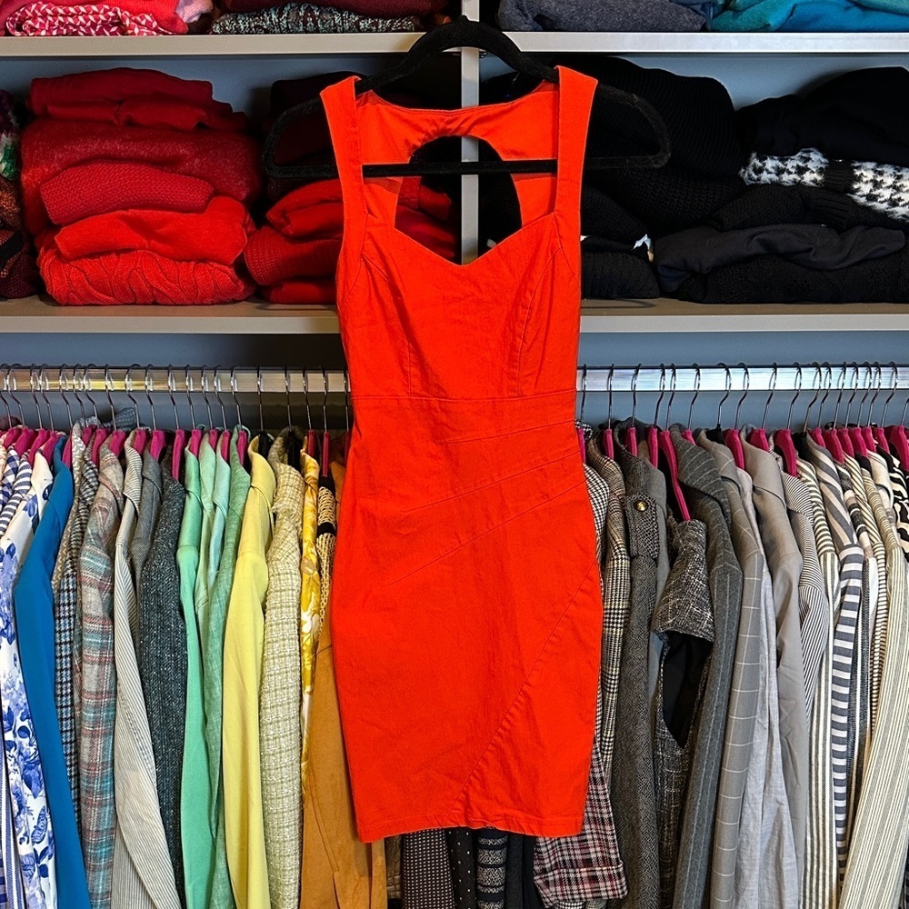 Charlotte Russe red sleeveless sweetheart neckline back cut out body con dress S
